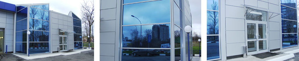 Остекление фасадов магазинов большими стеклопакетами Красногорск